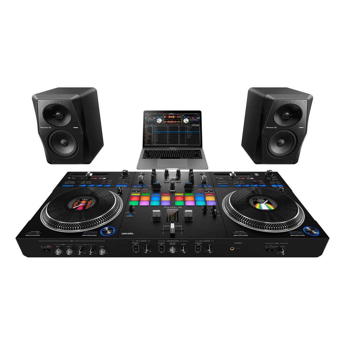 Pioneer DJ DDJ-REV7 2-Channel Serato DJ Pro Controller + Magma FLXGUARD DJ Controller Trolley