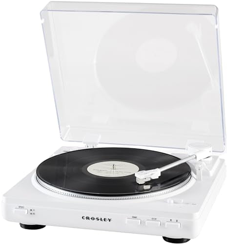 Crosley T400D-WH Fully Automatic Bluetooth 2-Speed Turntable Record Player with Built-in Preamp, White
