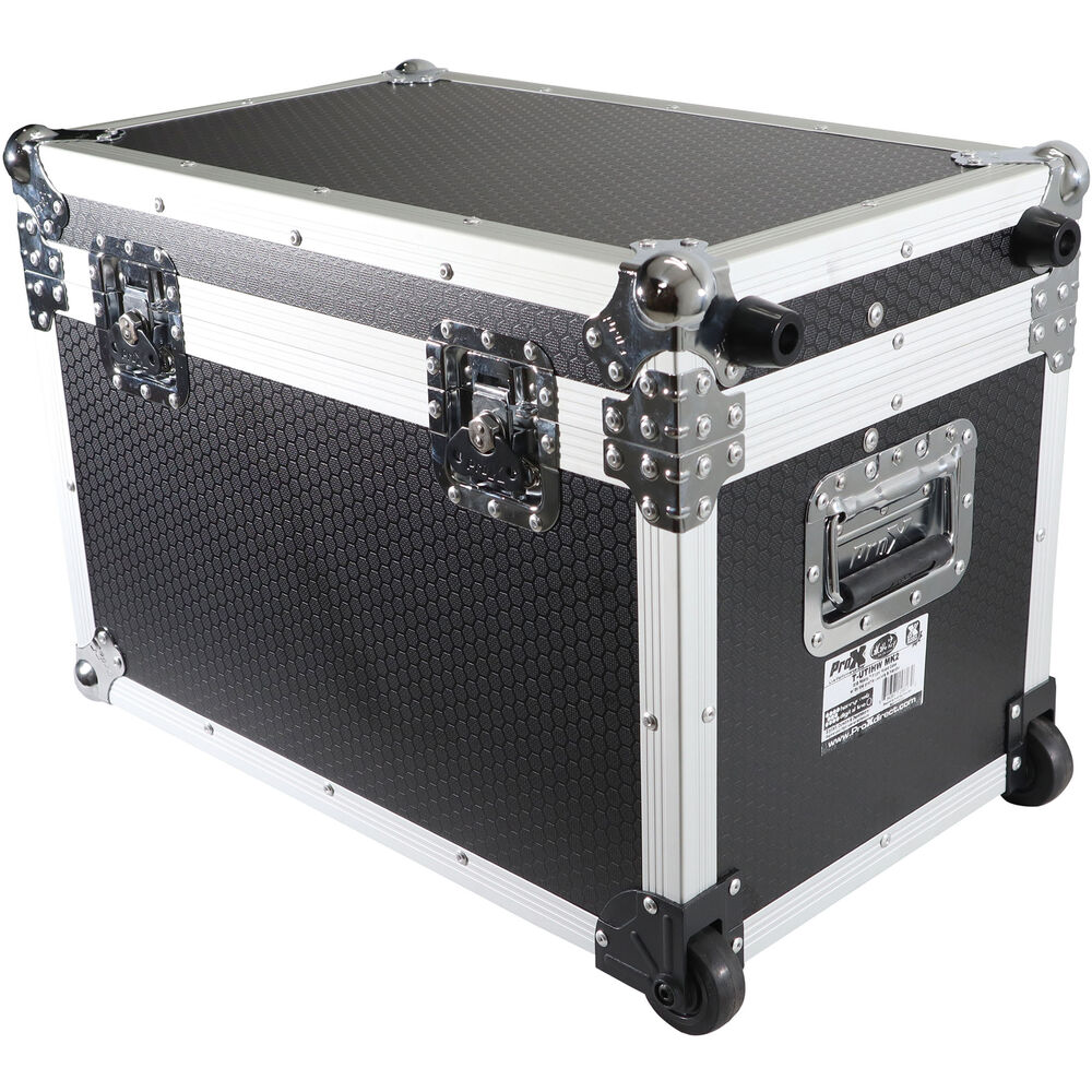 ProX Roll-Away Utility Case with Retractable Handle and Low-Profile Recessed Wheels (Black)
