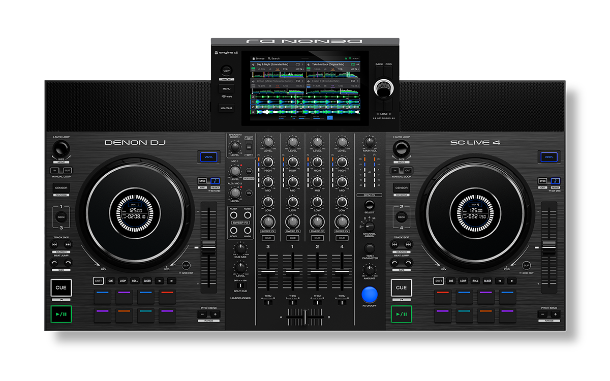 Denon DJ SC Live 4-Standalone Controller, 4-Channel Mixer, Amazon Music Unlimited Streaming, Wi-Fi, Speakers, Serato DJ & Virtual DJ Compatible