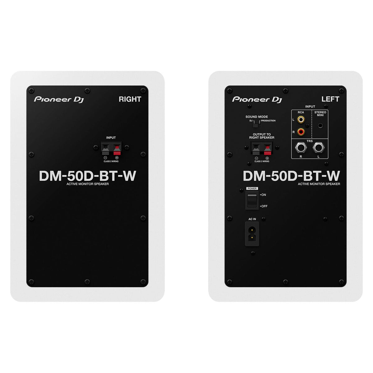 Pioneer DJ DM-50D-BT-W 5-inch Desktop Active Monitor Speaker Pair with Bluetooth - White