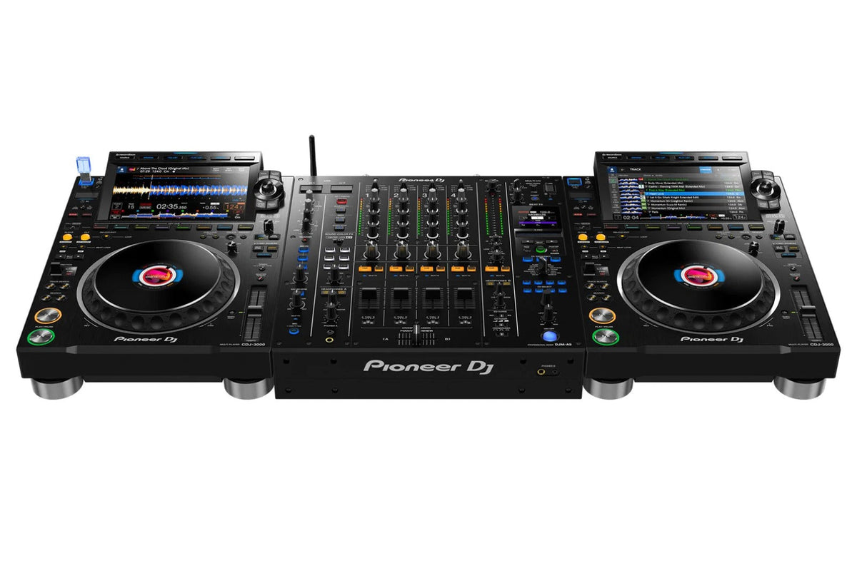 Pioneer DJ CDJ-3000 High-Resolution Pro-DJ Multiplayer (Black) + Pioneer DJ DJM-A9 4-Channel Digital Pro-DJ Mixer with Bluetooth (Black) - Flagship DJ System Bundle