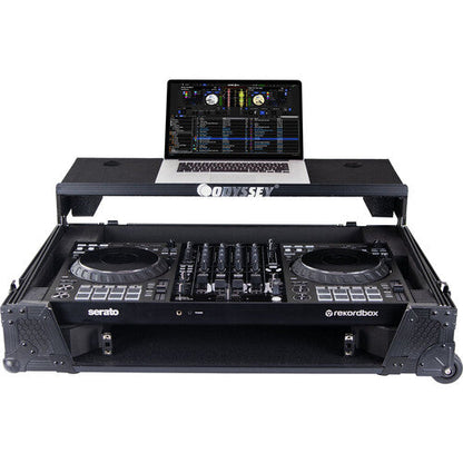 Pioneer DJ DDJ-FLX10-W  + Odyssey 810GSFLX101UM2 I-Board 1U Flight Case with Glide Style Laptop Platform and Wheels