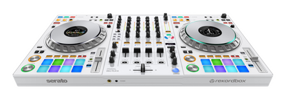 Pioneer DJ DDJ-FLX10-W + Odyssey DDJ-FLX10 Flight Case with Glide-Style Laptop Platform and Corner Wheels (Black/Silver)