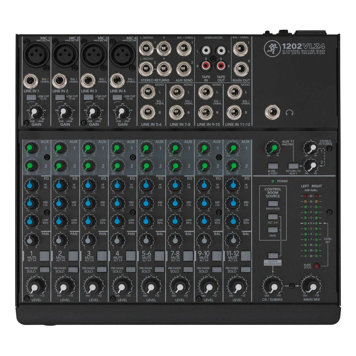 Mackie VLZ4 Series, 12-channel Mixer with Ultra-wide 60dB gain range and Onyx Mic Preamps (1202VLZ4)