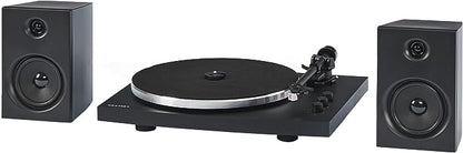 Crosley T150C-BK 2-Speed Bluetooth Turntable Record Player System with Weighted Tone Arm and Stereo Speakers, Black